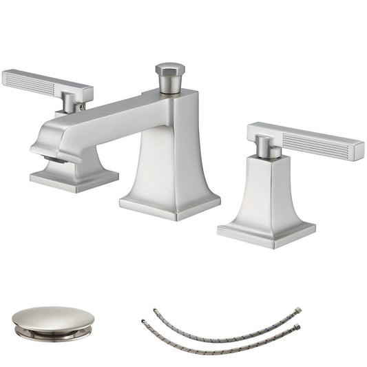 8 in. Widespread Double Handle Bathroom Faucet Brushed Nickel - buyfaucet.com