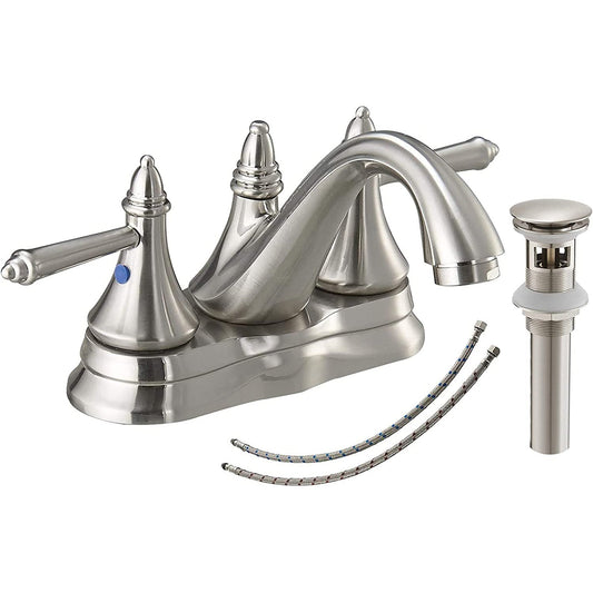 2-Handle Bathroom Sink Faucet Nickel