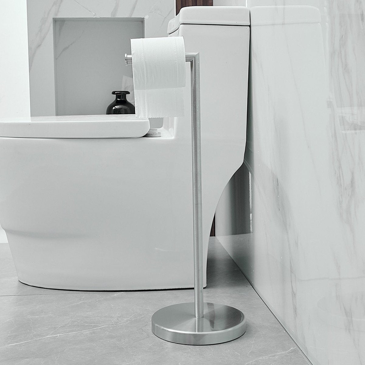 Bathroom Freestanding Toilet Paper Holder in Brushed Nickel - buyfaucet.com