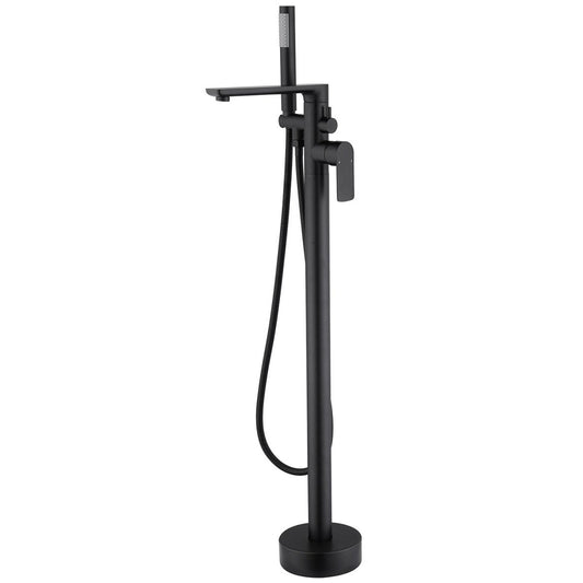 Freestanding Floor Mount Faucet with Hand Shower Black - buyfaucet.com