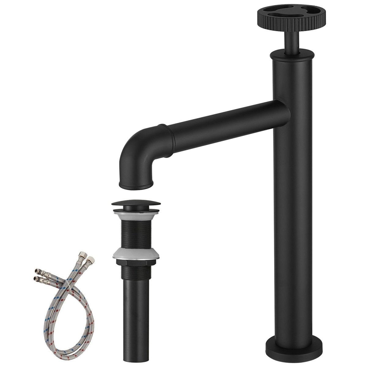 Industry Style Single Handle Vessel Sink Bathroom Faucet Black-1 - buyfaucet.com