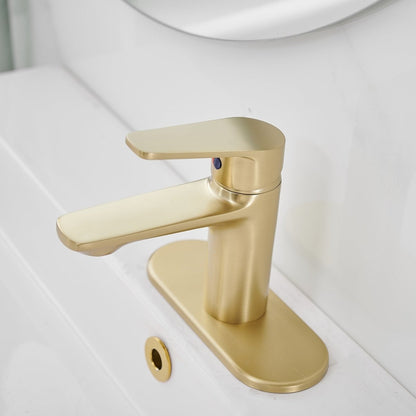 Low-Arc Modern Drip-Free Vanity Bathroom Faucet Brushed Gold - buyfaucet.com