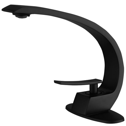 Modern Single Handle Single Hole Bathroom Faucet Matte Black - buyfaucet.com