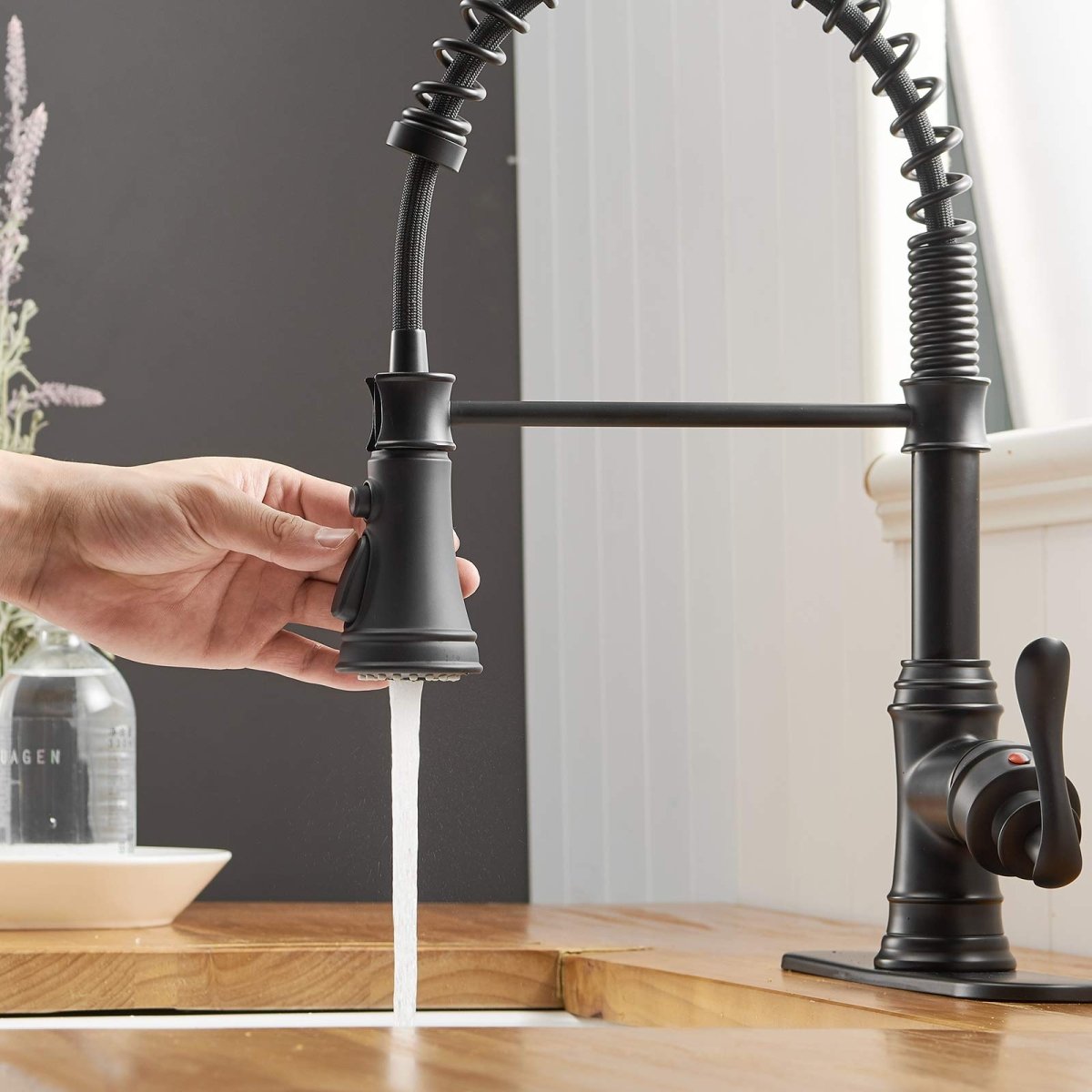 Pull-Down Sprayer 3 Spray Kitchen Faucet Black-1 - buyfaucet.com