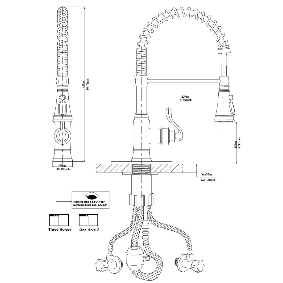 Pull-Down Sprayer 3 Spray Kitchen Faucet Black-1 - buyfaucet.com