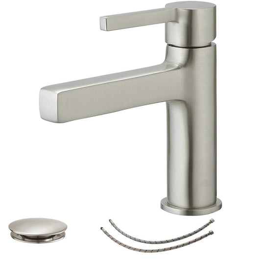 Single Handle Bathroom Faucet Drip-Free Faucet Brushed Nickel-1 - buyfaucet.com