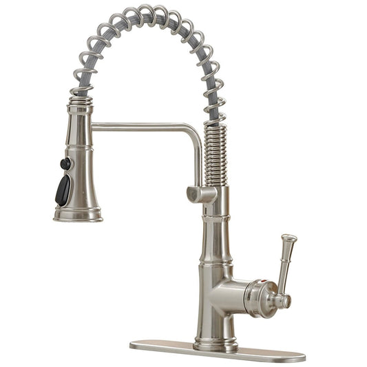 Single-Handle Pull-Down Sprayer Arc Kitchen Faucet Nickel - buyfaucet.com