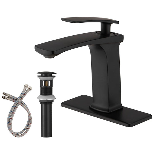 Single-Handle Single Hole Bathroom Faucet in Matte Black-1 - buyfaucet.com