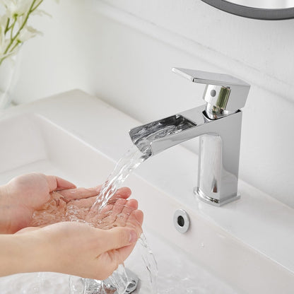 Single Handle Single Hole Low-Arc Bathroom Faucet Chrome - buyfaucet.com