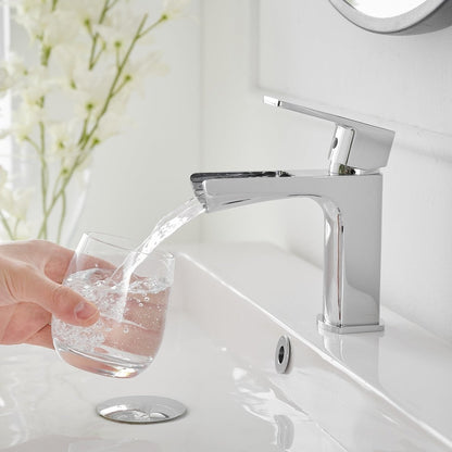 Single Handle Single Hole Low-Arc Bathroom Faucet Chrome - buyfaucet.com