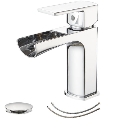 Single Handle Single Hole Low-Arc Bathroom Faucet Chrome - buyfaucet.com