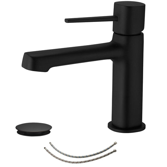 Single Handle Single Hole Modern Bathroom Faucet Matte Black-1 - buyfaucet.com