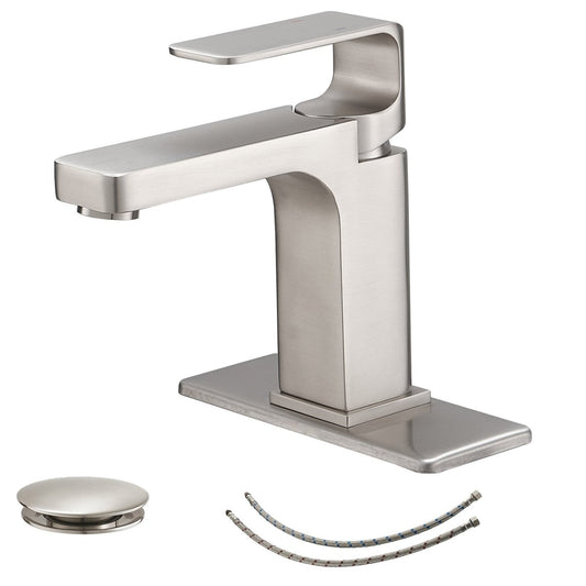 Single Hole Single-Handle Bathroom Faucet in Brushed Nickel - buyfaucet.com