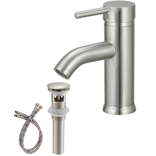 Single Hole Single-Handle Bathroom Faucet in Brushed Nickel - buyfaucet.com