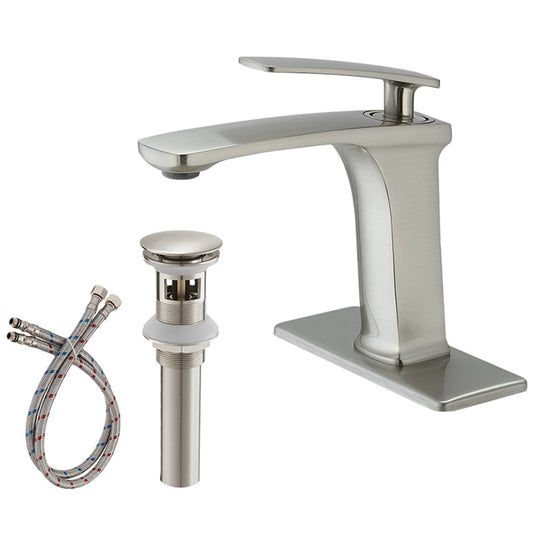 Single Hole Single-Handle Bathroom Faucet in Brushed Nickel - buyfaucet.com