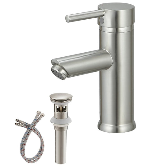 Single Hole Single-Handle Bathroom Faucet in Brushed Nickel - buyfaucet.com