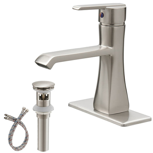 Single Hole Single-Handle Bathroom Faucet in Brushed Nickel - buyfaucet.com