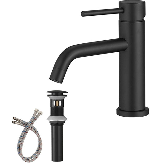 Single Hole Single-Handle Bathroom Faucet in Matte Black-1 - buyfaucet.com