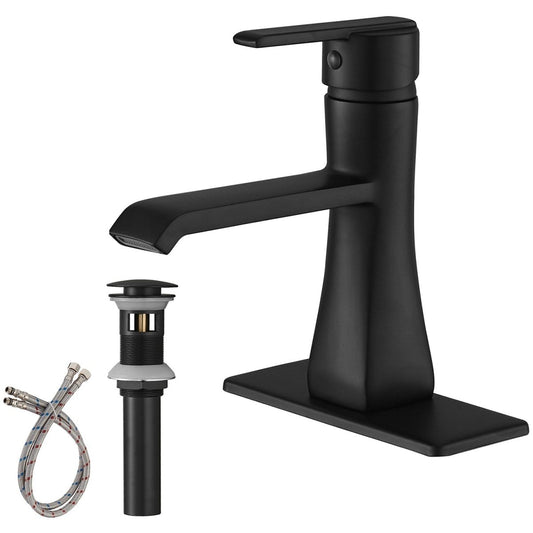 Single Hole Single-Handle Bathroom Faucet in Matte Black - buyfaucet.com