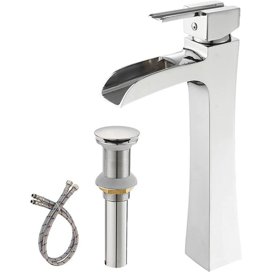 Waterfall Single Hole 1 Handle Bathroom Faucet with Chrome - buyfaucet.com