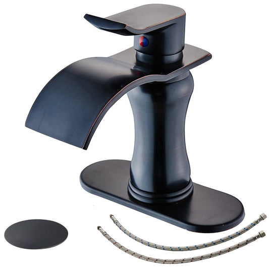 Waterfall Single Hole Bathroom Faucet Oil Rubbed Bronze-1 - buyfaucet.com