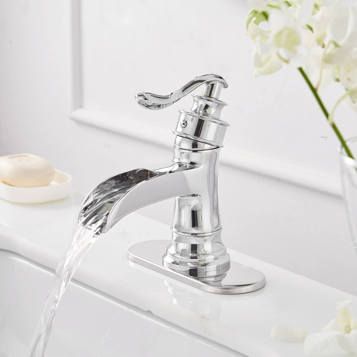 Waterfall Single Hole Single-Handle Bathroom Faucet Chrome-1 - buyfaucet.com