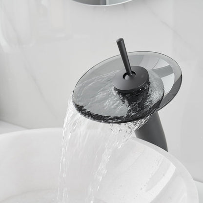 Waterfall Tall Spout Single-Handle Bathroom Faucet Black - buyfaucet.com